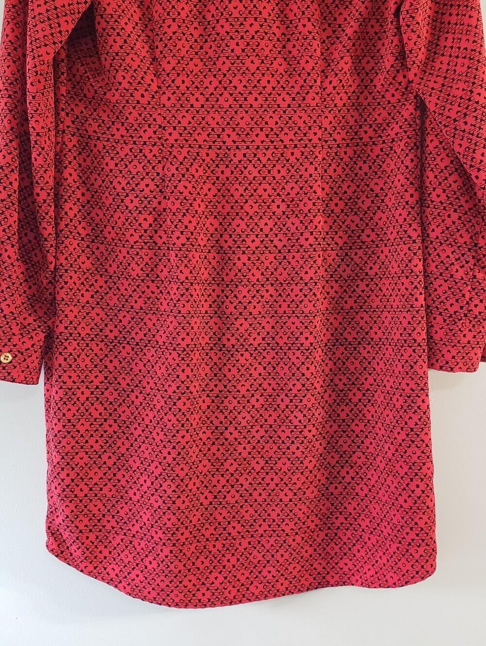 The Limited Ashton Shirtdress Small Red Black Geometric Print Roll Tab Sleeves - Picture 7 of 16